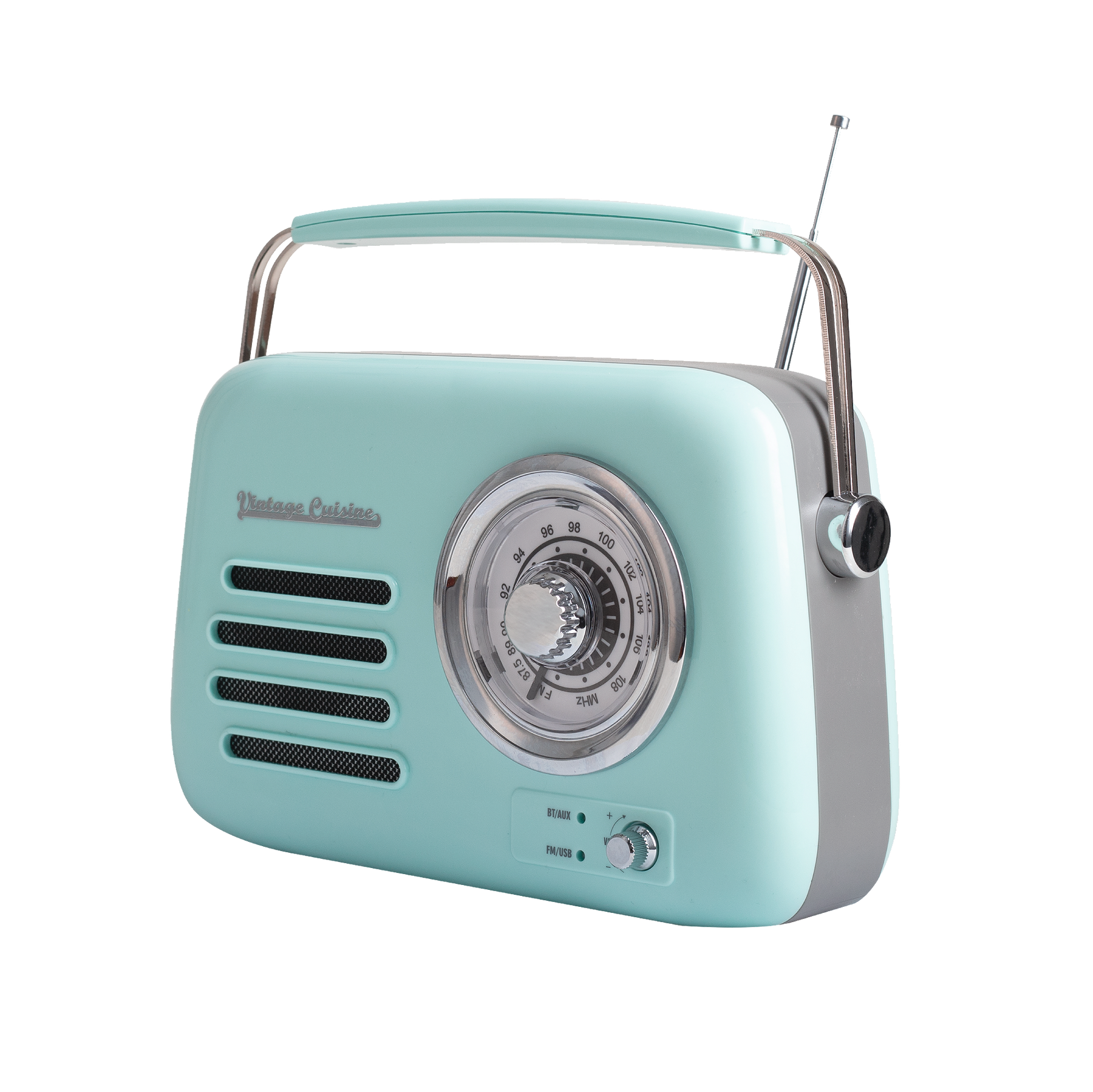 Verchromtes Retro-Radio mit Bluetooth-Lautsprecher von Vintage Cuisine 2.0